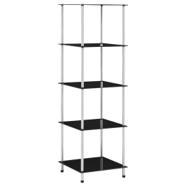 Estantería 5 niveles cristal templado negro 40x40x130 cm