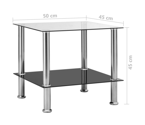 Mesa auxiliar de vidrio templado transparente 45x50x45 cm