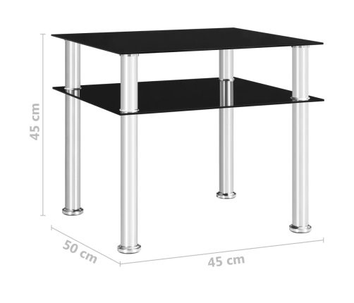 Mesa auxiliar vidrio templado negra 45x50x45 cm