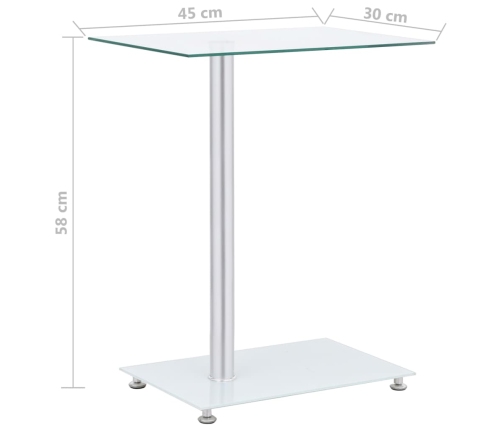 Mesa auxiliar en U vidrio templado transparente 45x30x58 cm