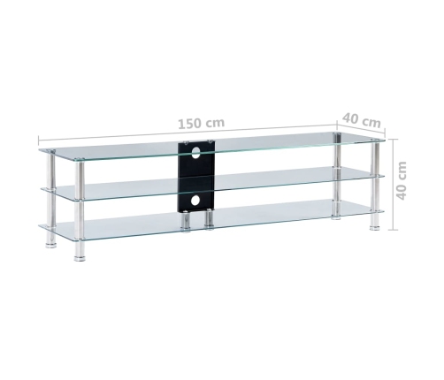 Mueble de TV vidrio templado transparente 150x40x40 cm