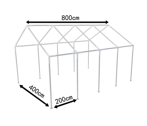 Estructura de acero para carpa de fiesta 8 x 4 m