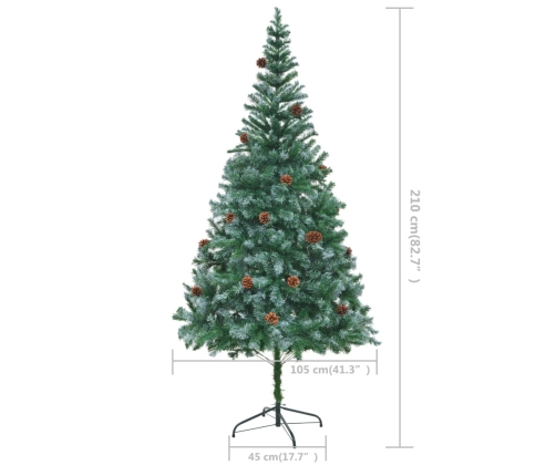 Árbol de Navidad artificial con piñas 210 cm