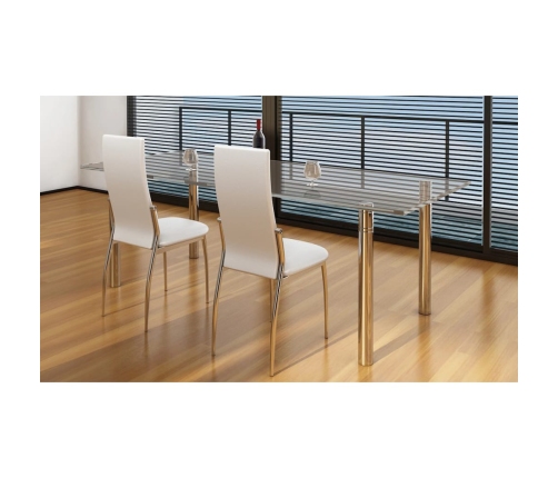 Sillas de comedor 2 unidades cuero sintético blanco