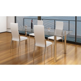 Sillas de comedor 4 unidades cuero sintético blanco