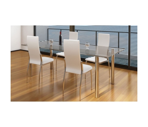 Sillas de comedor 4 unidades cuero sintético blanco