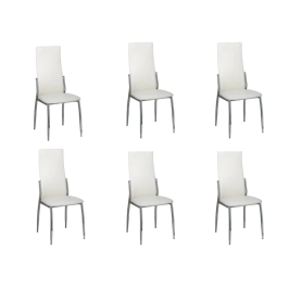 Sillas de comedor 6 uds cuero sintético blanco