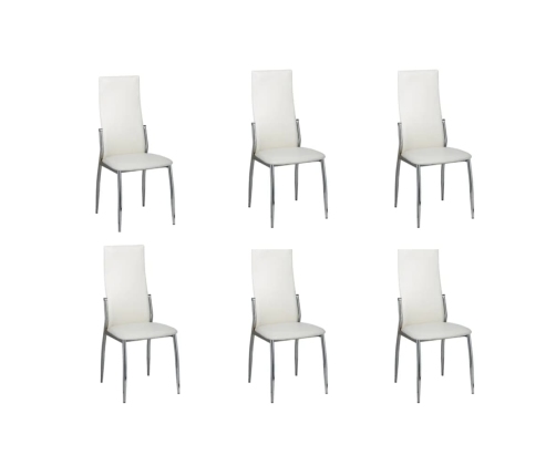 Sillas de comedor 6 uds cuero sintético blanco