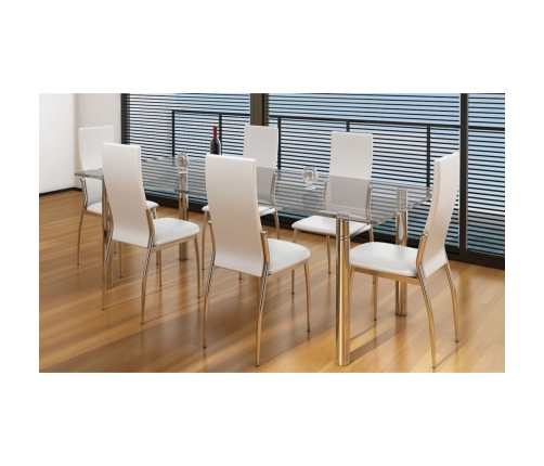 Sillas de comedor 6 uds cuero sintético blanco