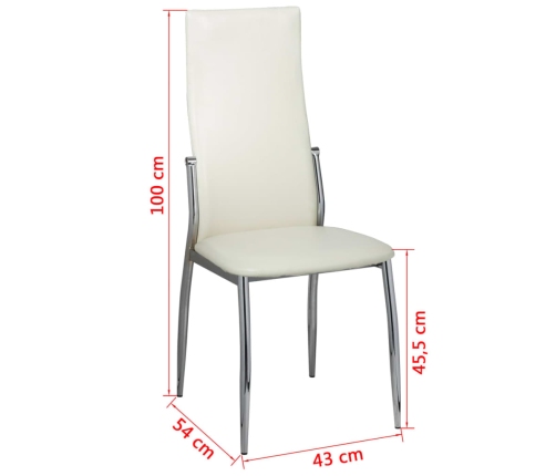 Sillas de comedor 6 uds cuero sintético blanco