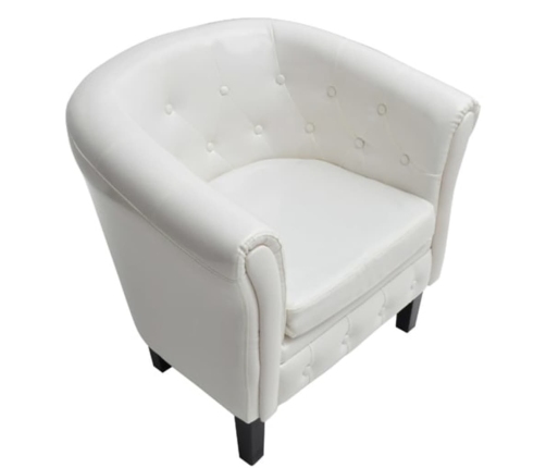 Sillón con diseño de cubo cuero sintético blanco