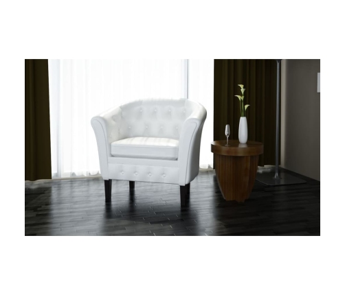 Sillón con diseño de cubo cuero sintético blanco