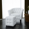 Sillón con taburete cuero sintético blanco