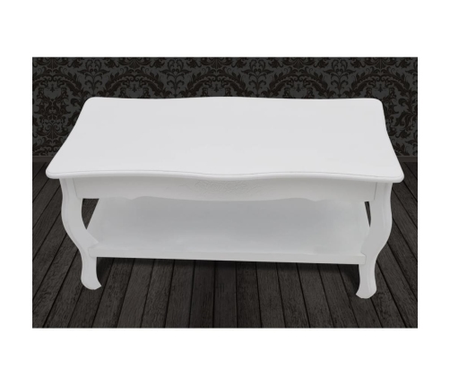 Mesa de centro de 2 niveles de MDF blanca