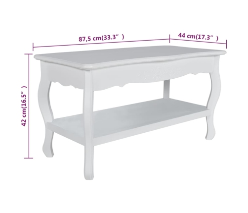 Mesa de centro de 2 niveles de MDF blanca