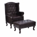 Sillón con reposapiés cuero sintético marrón oscuro