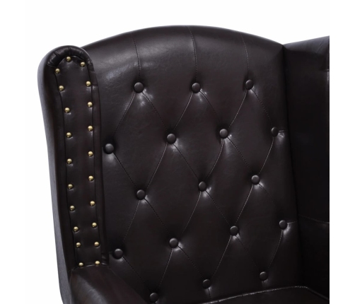 Sillón con reposapiés cuero sintético marrón oscuro