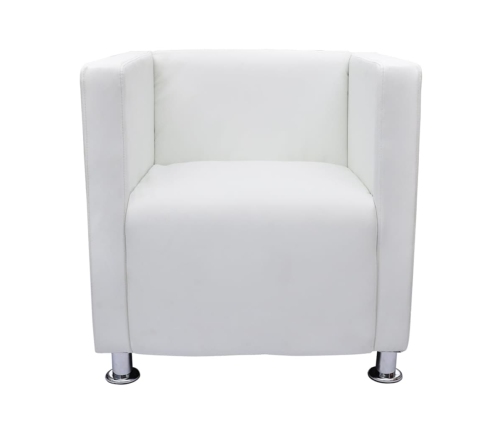 Sillón de cuero sintético blanco