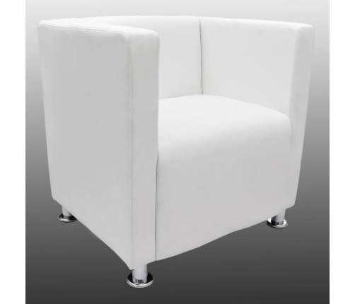 Sillón de cuero sintético blanco