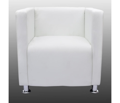 Sillón de cuero sintético blanco