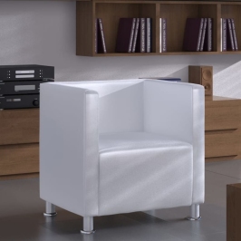 Sillón de cuero sintético blanco