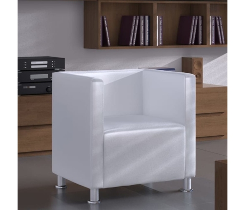 Sillón de cuero sintético blanco