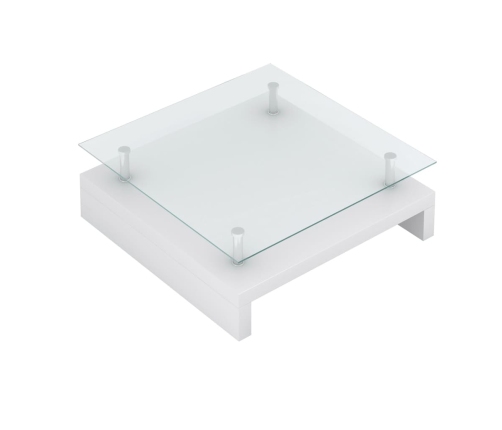 Mesa de centro con superficie de vidrio blanco