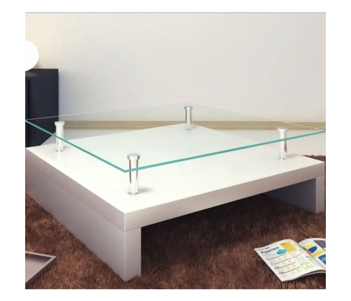 Mesa de centro con superficie de vidrio blanco