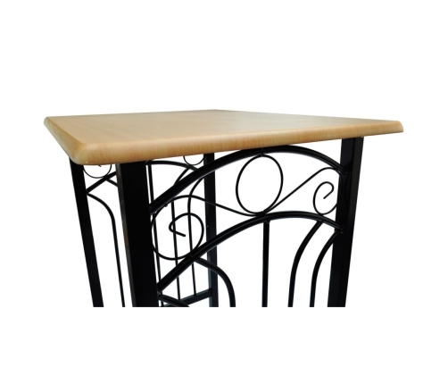 Set mesa de desayuno/comedor madera marrón con acero negro