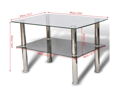 Mesa de centro de dos niveles vidrio