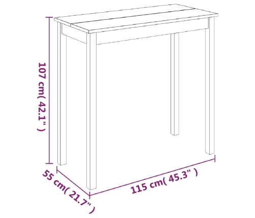 Mesa alta negra de MDF 115x55x107 cm