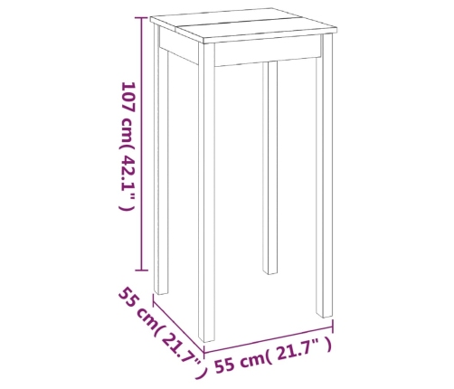 Mesa alta de bar MDF negra 55x55x107 cm