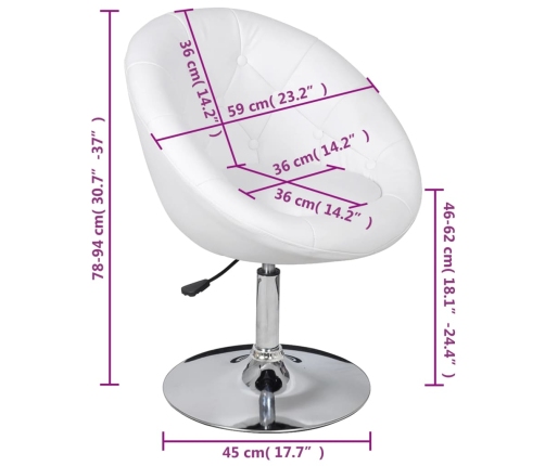 Taburete de bar cuero sintético blanco