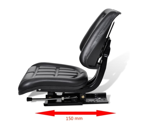 Asiento de tractor con respaldo negro