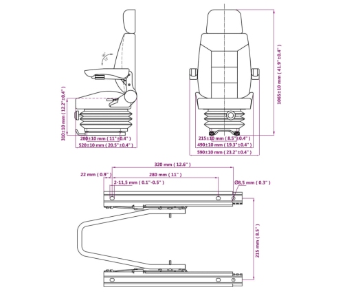 Asiento de tractor con suspensión