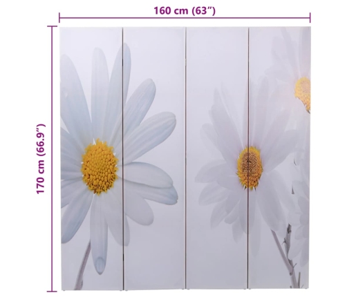 Biombo divisor plegable 160x170 cm flores