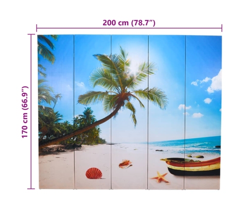 Biombo divisor plegable 200x170 cm playa