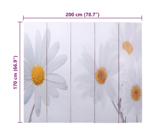 Biombo divisor plegable 200x170 cm flores