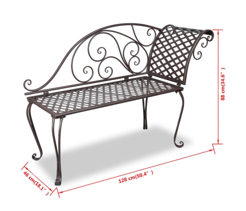 vidaXL Banco tumbona de jardín de acero marrón envejecido 128 cm