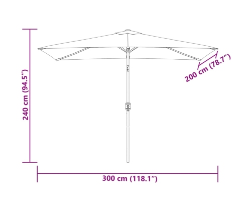 Sombrilla rectangular verde 200x300 cm