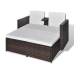 Set muebles de jardín 4 piezas y cojines ratán sintético marrón