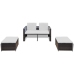 Set muebles de jardín 4 piezas y cojines ratán sintético marrón