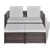 Set muebles de jardín 4 piezas y cojines ratán sintético marrón