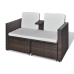 Set muebles de jardín 4 piezas y cojines ratán sintético marrón