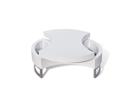 Mesa de centro de forma ajustable blanco brillante