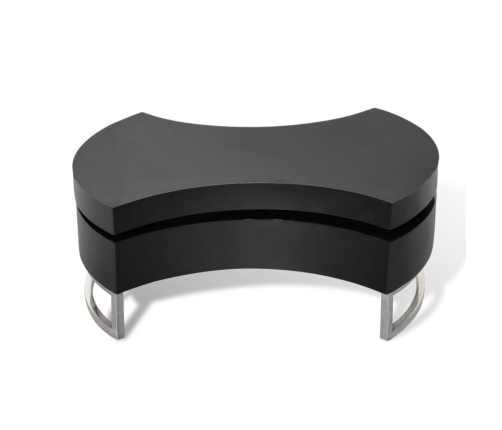 Mesa de centro de forma ajustable negro brillante