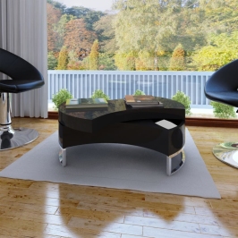 Mesa de centro de forma ajustable negro brillante