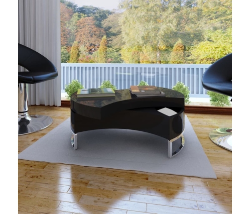 Mesa de centro de forma ajustable negro brillante