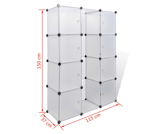 vidaXl Armario modular con 9 compartimentos blanco 109x36,5x143 cm