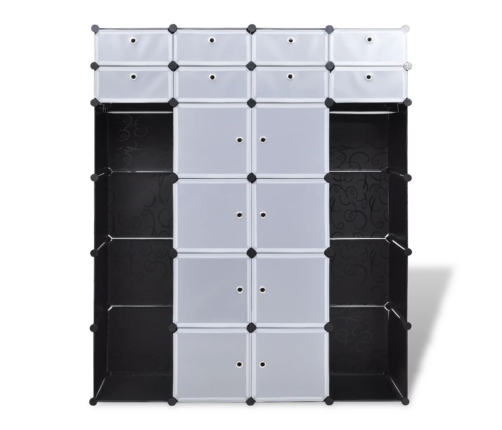 vidaXl Armario modular 18 compartimentos negro y blanco 37x146x180,5cm